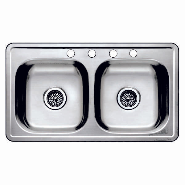 33 x 19 6" SS Sink, Double Bowl