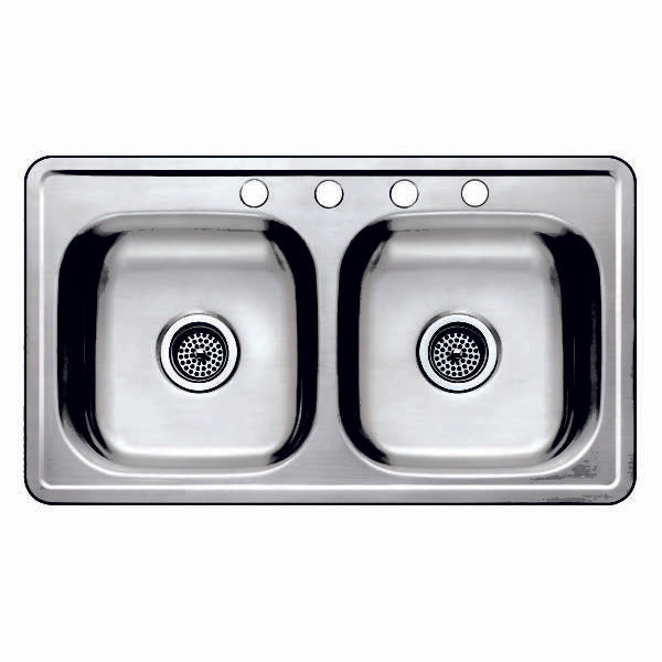 33 x 19 8" SS Sink, Double Bowl