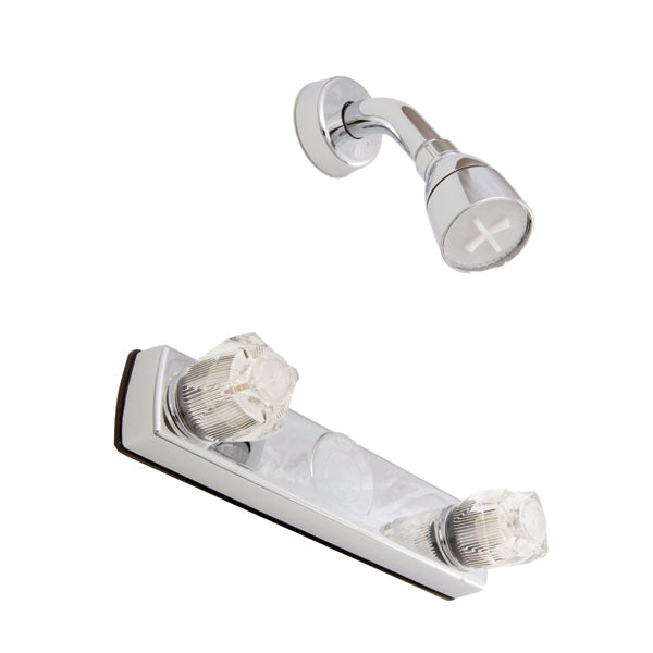 8in Shower Only w/Crystal Handles Brass